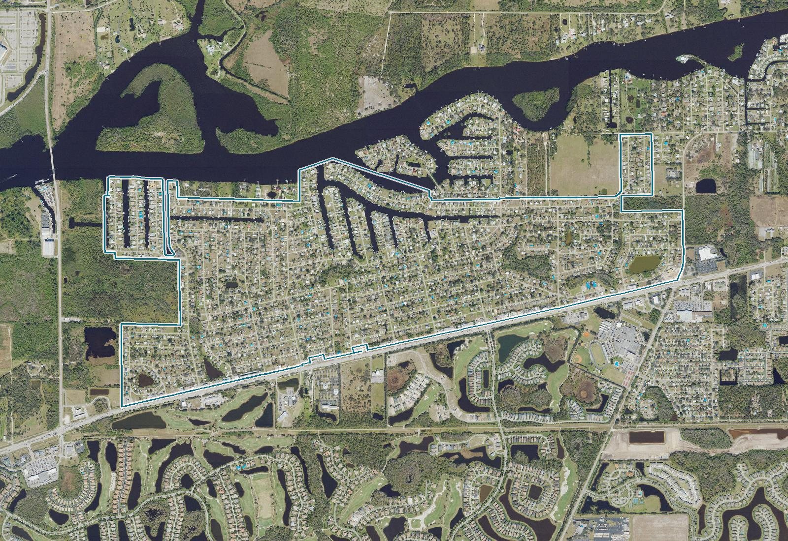 Aerial view of a Southwest Florida neighborhood